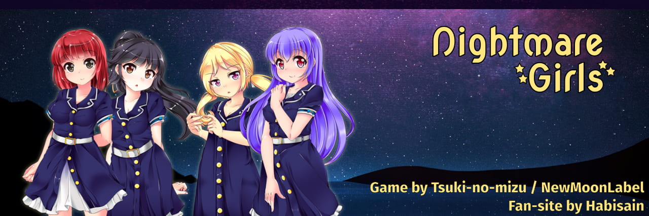 Nightmare Girls header. Game by Tsuki-no-mizu / Newmoonlabel. Fan-site by Habisain
